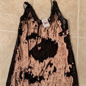 Free People Reversible sequined Black/Cooper top.